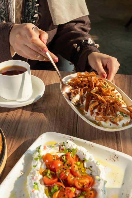 batata harra spicy lebanese potatoes at ghusoun restaurant